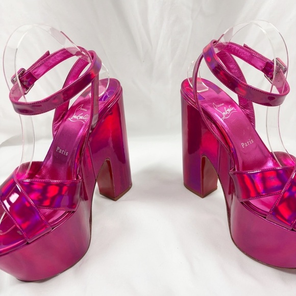 Christian Louboutin Superyaz 160mm Patent Leather Metallic Sandals EU 40 - Picture 5 of 13